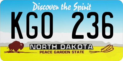 ND license plate KGO236