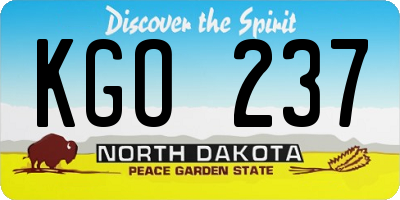 ND license plate KGO237