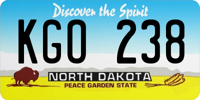 ND license plate KGO238