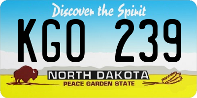 ND license plate KGO239