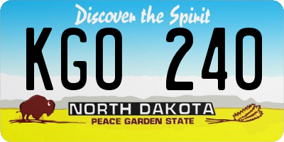 ND license plate KGO240