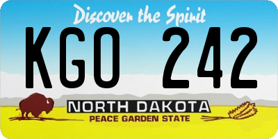 ND license plate KGO242