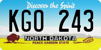 ND license plate KGO243