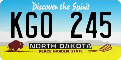 ND license plate KGO245