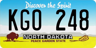 ND license plate KGO248