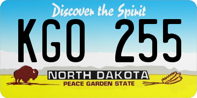 ND license plate KGO255
