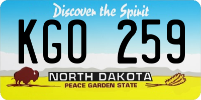 ND license plate KGO259