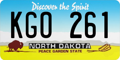 ND license plate KGO261