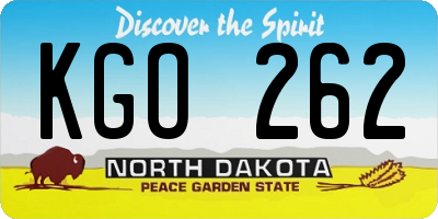 ND license plate KGO262