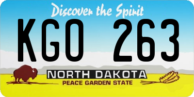ND license plate KGO263