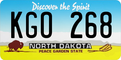 ND license plate KGO268