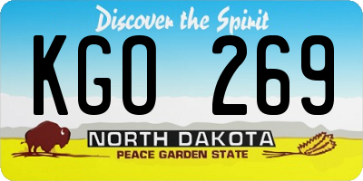 ND license plate KGO269