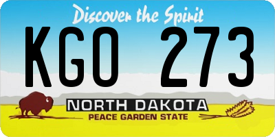 ND license plate KGO273