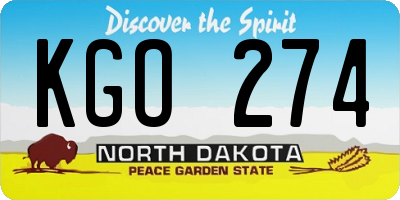 ND license plate KGO274