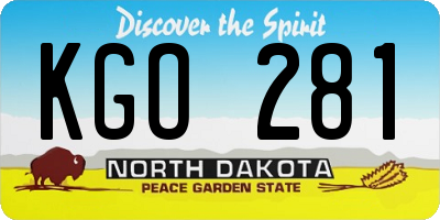 ND license plate KGO281