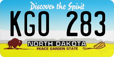 ND license plate KGO283
