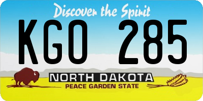 ND license plate KGO285