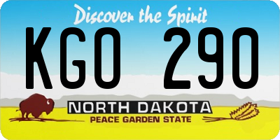 ND license plate KGO290