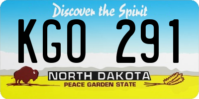 ND license plate KGO291