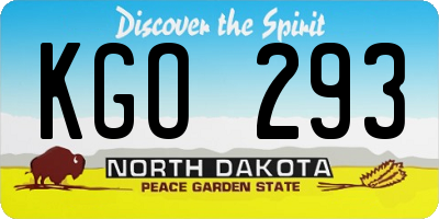 ND license plate KGO293