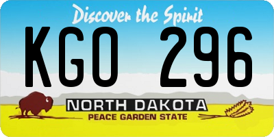 ND license plate KGO296