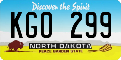 ND license plate KGO299