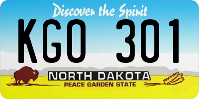 ND license plate KGO301