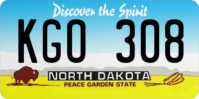 ND license plate KGO308