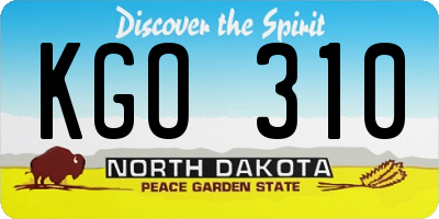 ND license plate KGO310