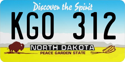 ND license plate KGO312