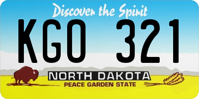 ND license plate KGO321
