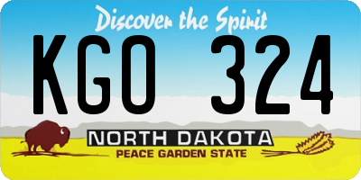 ND license plate KGO324