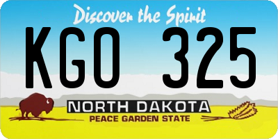 ND license plate KGO325