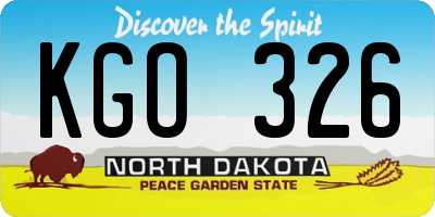 ND license plate KGO326