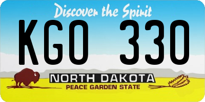 ND license plate KGO330