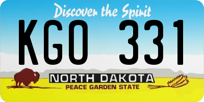 ND license plate KGO331
