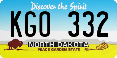 ND license plate KGO332