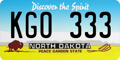 ND license plate KGO333