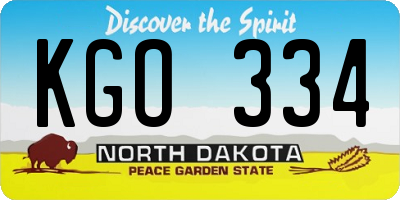 ND license plate KGO334