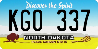 ND license plate KGO337