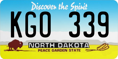 ND license plate KGO339