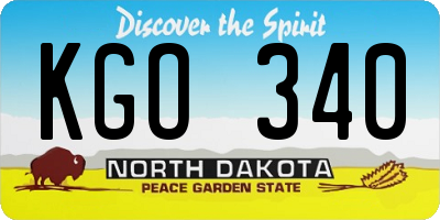 ND license plate KGO340