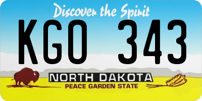 ND license plate KGO343