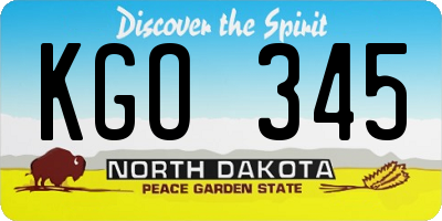 ND license plate KGO345