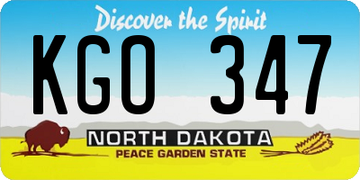 ND license plate KGO347