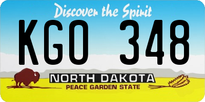 ND license plate KGO348