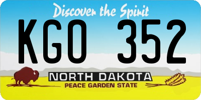 ND license plate KGO352