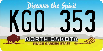 ND license plate KGO353