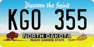 ND license plate KGO355