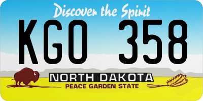 ND license plate KGO358